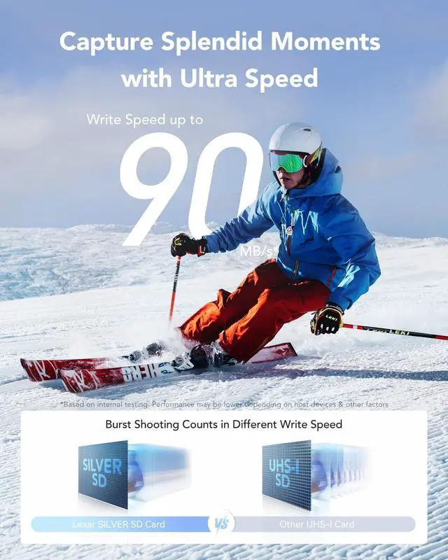 Alt view image 3 of 7 - Lexar Professional Silver SD Card 64GB, Up to 205MB/s Read, 140MB/s Write, SDXC UHS-I Memory Card, Class 10, U3, V30, SD Card for Professional Photographers, Videographers, Enthusiasts