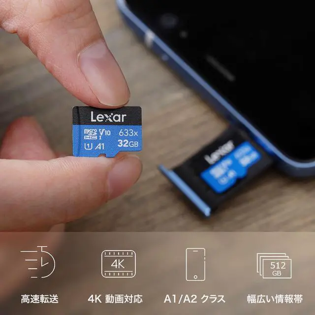 Alt view image 9 of 10 - Lexar LSDMI128BB633A DCM 128GB 8pin microSDXC r100MB/s w45MB/s C10 U3 V30 A1 UHS-I Lexar microSDXC Memory Card w/ Adapter