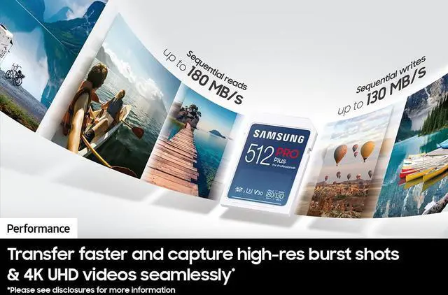 Alt view image 3 of 6 - SAMSUNG PRO Plus Full Size 512GB SDXC Memory Card, Up to 180 MB/s Reads/Writes, Full HD & 4K UHD, UHS-I, C10, U3, V30 for DSLR, Mirrorless Cameras, PCs, MB-SD512S/AM, 2023