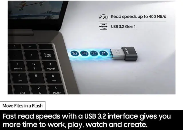 Alt view image 7 of 7 - SAMSUNG MUF-512AB/AM FIT Plus 512GB - 300MB/s USB 3.1 Flash Drive, Gunmetal Gray [Canada Version]