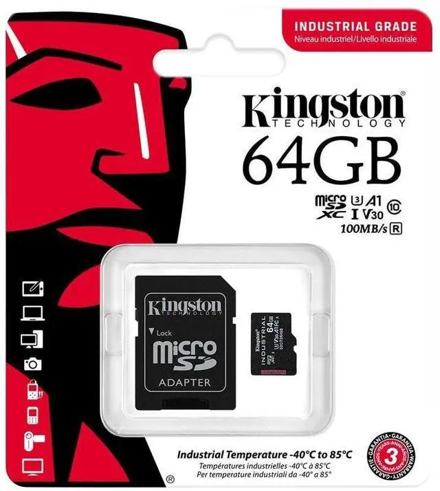 Alt view image 11 of 12 - Kingston 64GB Industrial microSD UHS-I U3 V30 A1 Memory Card, Includes SD adapter SDCIT2/64GB