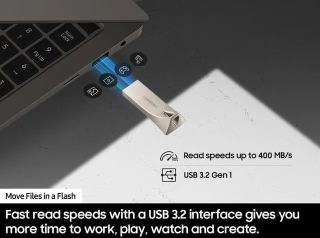 Alt view image 5 of 7 - SAMSUNG BAR Plus 512GB - 400MB/s USB 3.1 Flash Drive Titan Gray (MUF-512BE4/AM) [Canada Version]