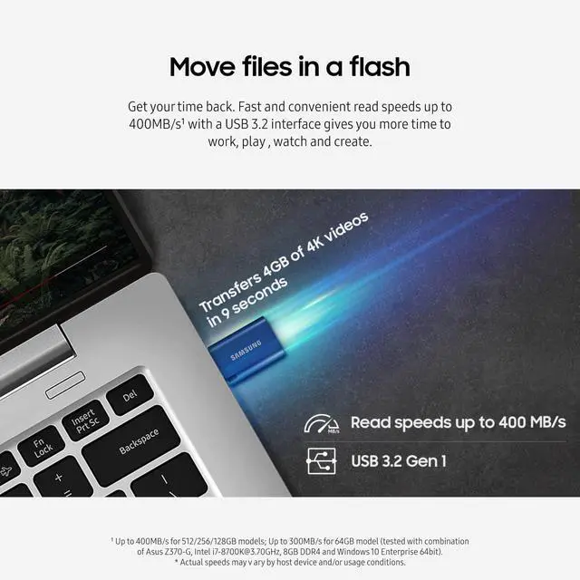Alt view image 4 of 7 - SAMSUNG Type-C USB Flash Drive, 512GB, Transfers 4GB Files in 11 Secs w/Up to 400MB/s Read Speeds, Compatible w/USB 3.0/2.0, Waterproof MUF-512DA/AM [Canada Version]