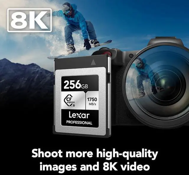 Alt view image 3 of 6 - Lexar 256GB Professional CFexpress Type B Silver Series Memory Card, for Photographers, Videographers, Up to 1750/1300 MB/s, 8K Video (LCXEXSL256G-RNENG)