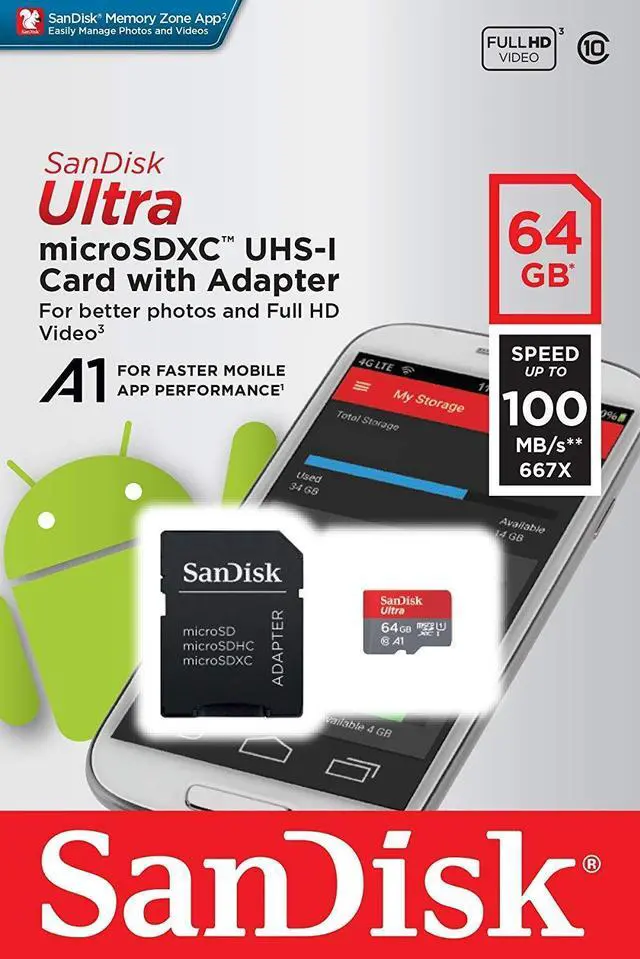 Alt view image 5 of 5 - SanDisk Ultra 64GB microSDXC UHS-I Card with Adapter(SDSQUAR-064G-GN6MA), 3 Pack(64GB)