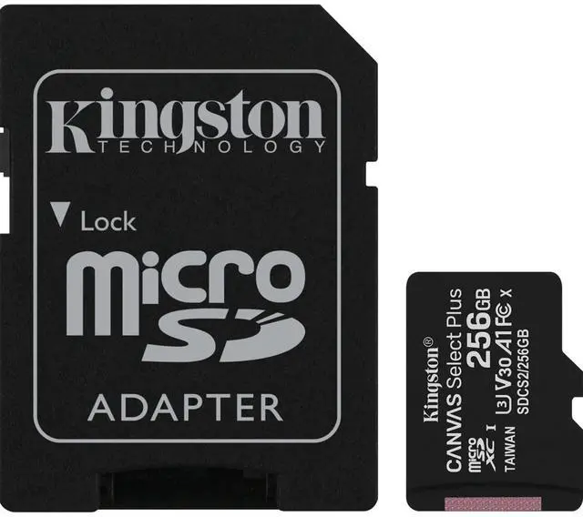 Alt view image 10 of 16 - Kingston Canvas Select Plus - Flash memory card (microSDXC to SD adapter included) - 256 GB - A1 / Video Class V30 / UHS