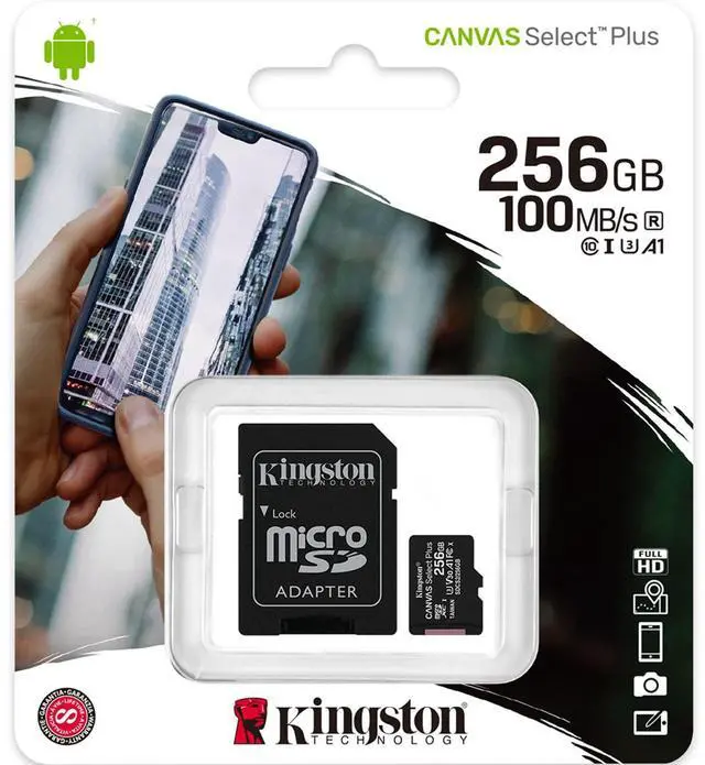 Alt view image 12 of 16 - Kingston Canvas Select Plus - Flash memory card (microSDXC to SD adapter included) - 256 GB - A1 / Video Class V30 / UHS