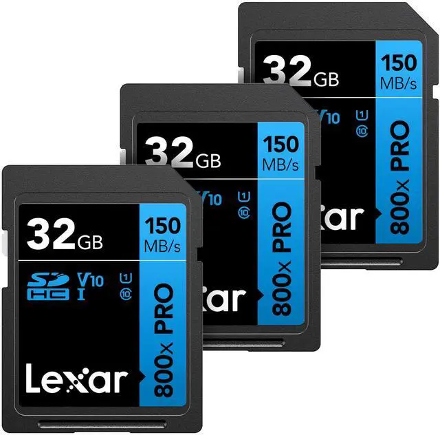 Main image of 32GB (3-Pack) High-Performance 800x PRO SD Card, UHS-I, C10, U1, V10, 4K, Up to 150MB/s Read Memory Card, for Point-and-Shoot & Mid-Range DSLR Cameras, HD Camcorders (LSD0800P032G-B3NNU)