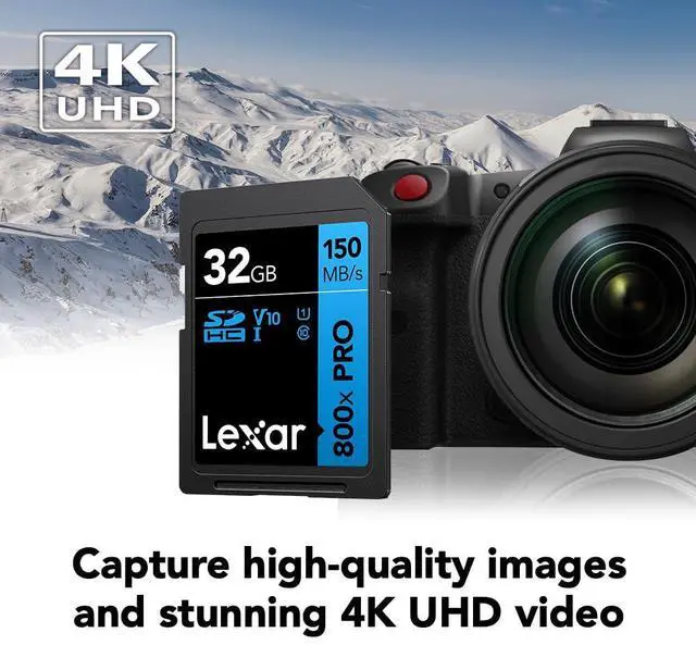 Alt view image 3 of 7 - 32GB (3-Pack) High-Performance 800x PRO SD Card, UHS-I, C10, U1, V10, 4K, Up to 150MB/s Read Memory Card, for Point-and-Shoot & Mid-Range DSLR Cameras, HD Camcorders (LSD0800P032G-B3NNU)