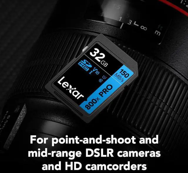 Alt view image 4 of 7 - 32GB (3-Pack) High-Performance 800x PRO SD Card, UHS-I, C10, U1, V10, 4K, Up to 150MB/s Read Memory Card, for Point-and-Shoot & Mid-Range DSLR Cameras, HD Camcorders (LSD0800P032G-B3NNU)