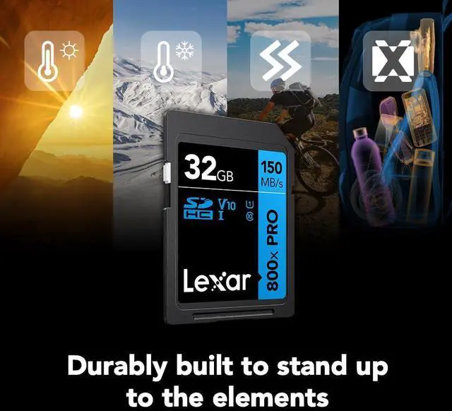 Alt view image 6 of 7 - 32GB (3-Pack) High-Performance 800x PRO SD Card, UHS-I, C10, U1, V10, 4K, Up to 150MB/s Read Memory Card, for Point-and-Shoot & Mid-Range DSLR Cameras, HD Camcorders (LSD0800P032G-B3NNU)