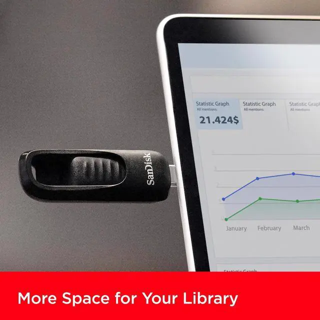 Alt view image 16 of 19 - SanDisk Ultra Slider 64GB USB Type-C Flash Drive, USB 3.2 Gen 1 Performance with a Retractable Connector