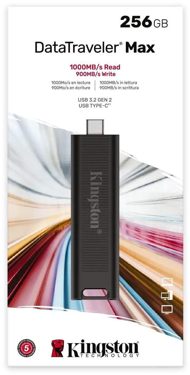 Alt view image 9 of 11 - Kingston DataTraveler Max Type-C 256GB High Performance USB Flash Drive USB 3.2 Gen 2 Up to 1000 MB/s Sliding Cap Design DTMAX/256GB