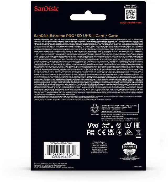 Alt view image 7 of 10 - SanDisk Extreme PRO 128GB SDXC UHS-II Card, Up to 300MB/s Read and 300MB/s Write speeds, V90, 8K