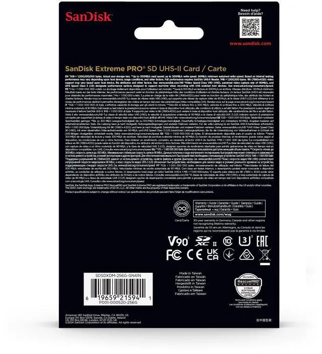 Alt view image 10 of 11 - SanDisk Extreme PRO 256GB SDXC UHS-II Card, Up to 300MB/s Read and 300MB/s Write speeds, V90, 8K