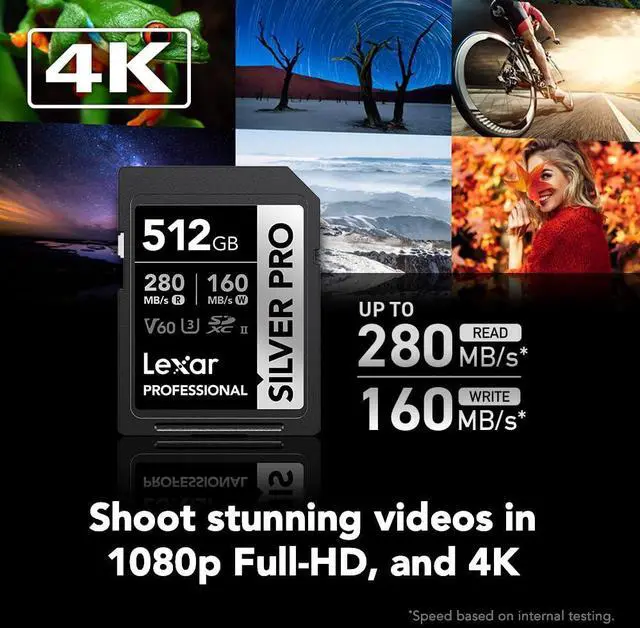 Alt view image 3 of 7 - Lexar SD Professional SILVER PRO UHS-II Memory Card 512GB