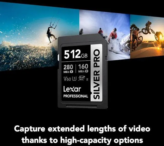 Alt view image 4 of 7 - Lexar SD Professional SILVER PRO UHS-II Memory Card 512GB