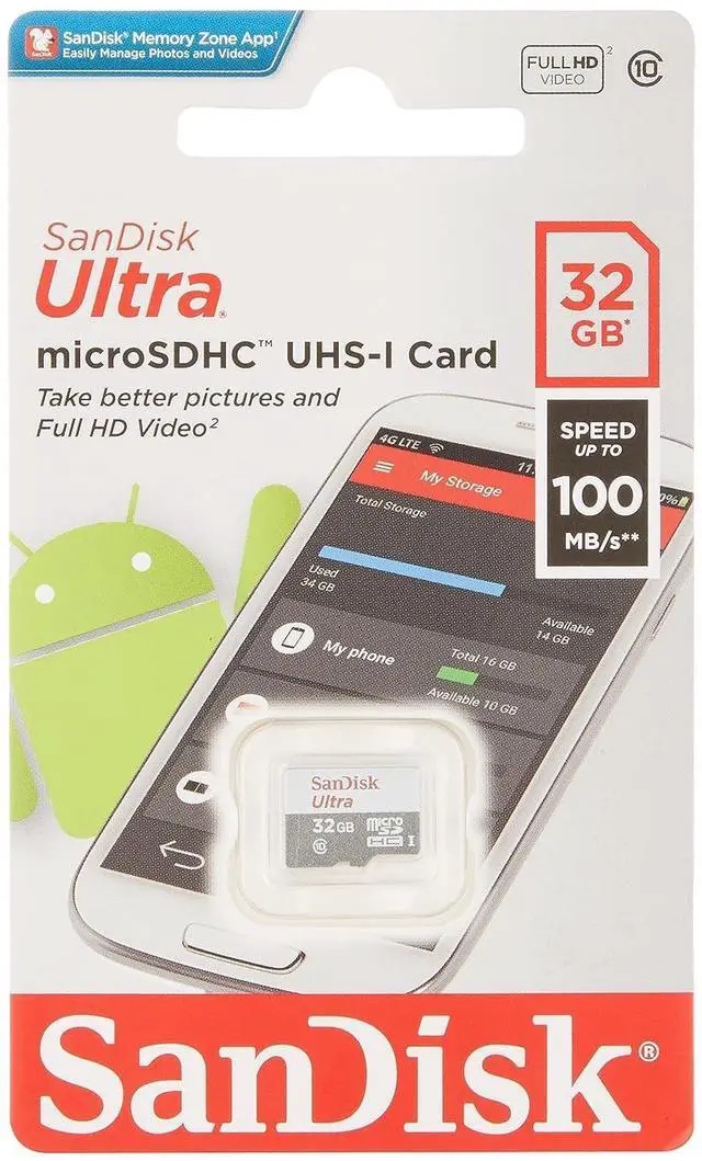 Alt view image 5 of 6 - SanDisk SDSQUNR-032G-GN3MN CVL 32GB 8pin microSDHC r100MB/s C10 UHS-I SanDisk Ultra microSDHC Memory Card w/out Adapter