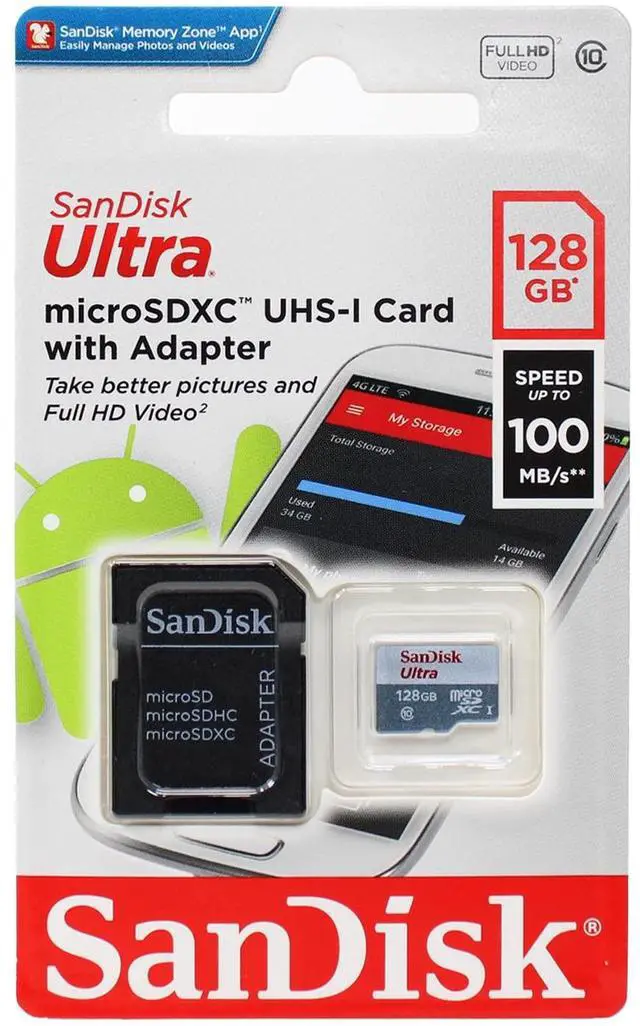 Alt view image 6 of 9 - SanDisk SDSQUNR-128G-GN6MN DCM 128GB 8pin microSDXC r100MB/s C10 UHS-I SanDisk Ultra microSDXC Memory Card w/out Adapter