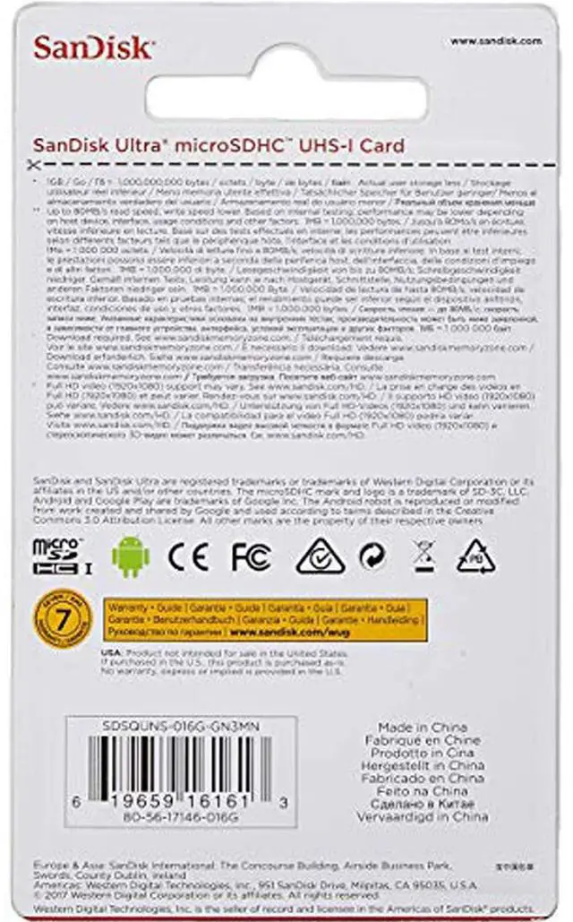 Alt view image 9 of 13 - SanDisk Ultra SDSQUNS-016G-GN3MN 16GB 80MB/s UHS-I Class 10 microSDHC Card
