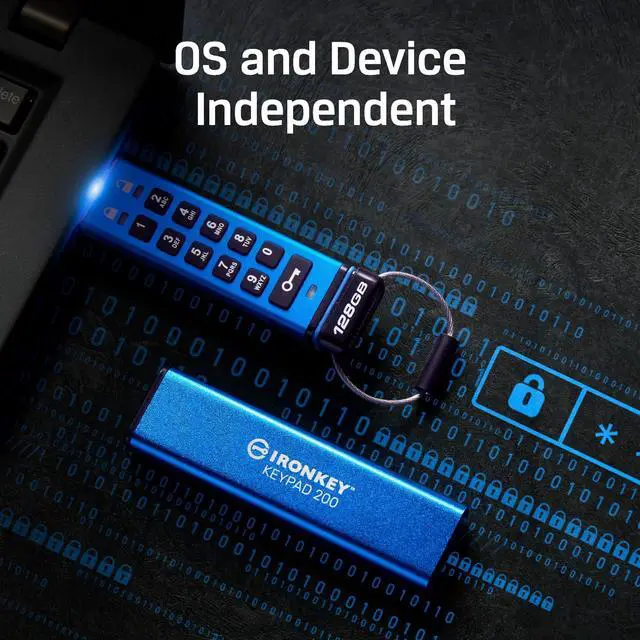 Alt view image 4 of 6 - Kingston Ironkey Keypad 200 USB-C 256GB Encrypted Flash Drive | OS Independent | FIPS 140-3 Level 3 | XTS-AES 256-bit | BadUSB and Brute Force Protection | Multi-Pin Option | IKKP200C/256GB