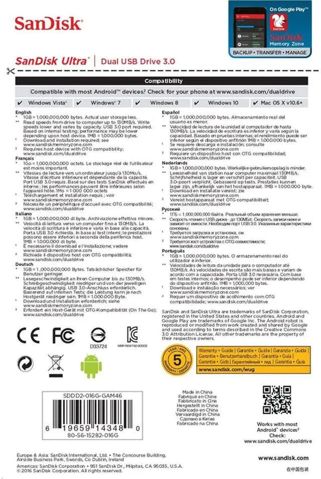 Alt view image 11 of 12 - Sandisk Flashdrive Ultra DUAL 16GB USB 3.0, Read: up to 130MB/s (for Android)