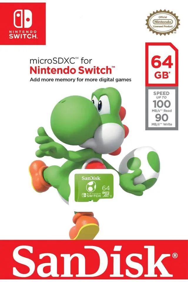 Alt view image 6 of 6 - 64GB microSDXC-Card Licensed for Nintendo-Switch, Yoshi Edition - SDSQXAO-064G-GN6ZN