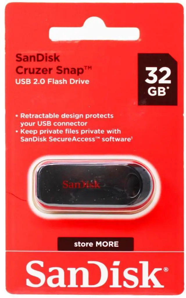 Alt view image 5 of 8 - SanDisk SDCZ62-032G-G35 CCH 32GB USB 2.0 Flash Drive r15MB/s w5MB/s Cruzer Snap Retractable Slider Black and Red