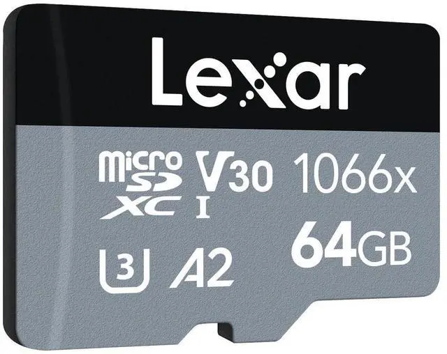 Alt view image 4 of 4 - Lexar Professional 1066x 64GB microSDXC UHS-I Card w/SD Adapter Silver Series, Up to 160MB/s Read LMS1066064G-BNANG