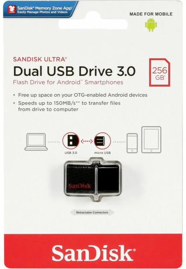 Alt view image 8 of 8 - Sandisk Ultra Dual USB 3.0 256 GB USB flash drive 3.0 (3.1 Gen 1) USB Type-A connector Black, Red