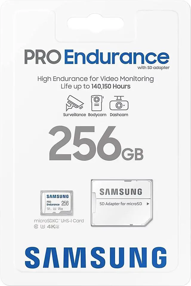 Alt view image 2 of 7 - Samsung PRO Endurance 256GB microSDXC UHS-I U3 100MB/s Video Monitoring Memory Card with Adapter (MB-MJ256KA)