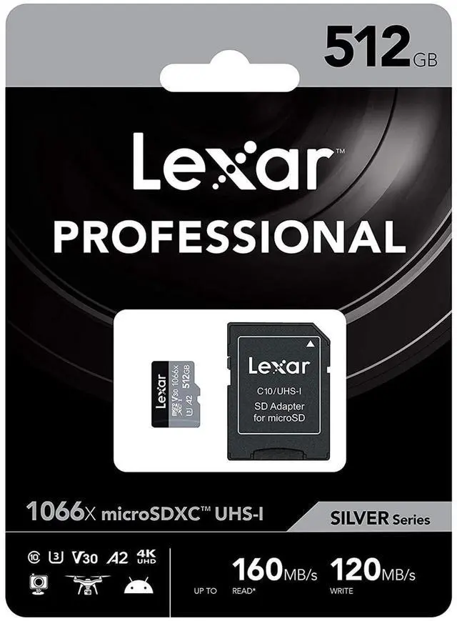 Alt view image 3 of 7 - Lexar® Professional 1066x microSDHC / microSDXC UHS-I cards SILVER Series 512GB MS1066512G-BNANG Overseas Package Version