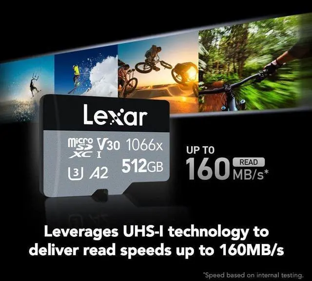 Alt view image 6 of 7 - Lexar® Professional 1066x microSDHC / microSDXC UHS-I cards SILVER Series 512GB MS1066512G-BNANG Overseas Package Version