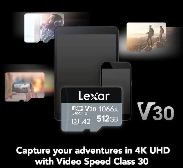 Alt view image 7 of 7 - Lexar® Professional 1066x microSDHC / microSDXC UHS-I cards SILVER Series 512GB MS1066512G-BNANG Overseas Package Version