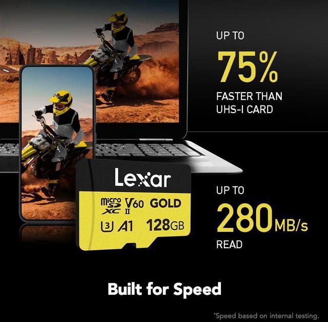 Alt view image 13 of 16 - Lexar Micro SD Professional GOLD UHS-II Flash Memory Card 128GB