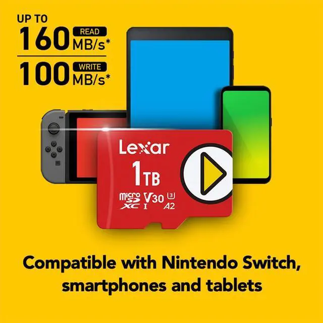 Alt view image 15 of 19 - Lexar PLAY 1TB microSDXC UHS-I-Card, Up To 150MB/s Read, Compatible-with Nintendo-Switch, Portable Gaming Devices, Smartphones and Tablets (LMSPLAY001T-BNNNU)