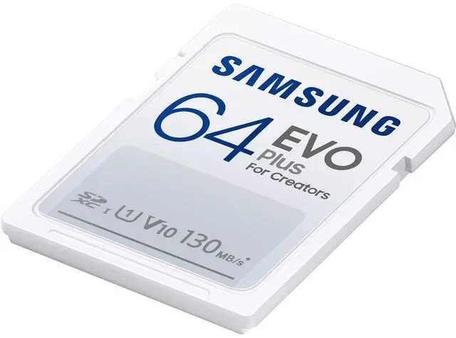 Alt view image 4 of 4 - SAMSUNG EVO Plus Full Size 64 GB SDXC Card 130MB/s Full HD & 4K UHD, UHS-I, U1, V10 (MB-SC64K/AM)