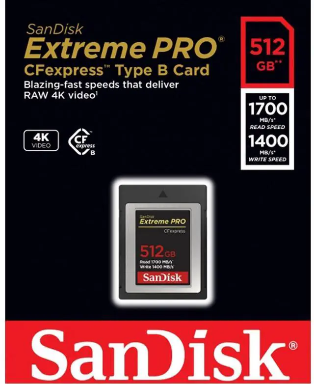 Alt view image 7 of 9 - SanDisk 512GB Extreme PRO CFexpress Card Type B - SDCFE-512G-GN4NN