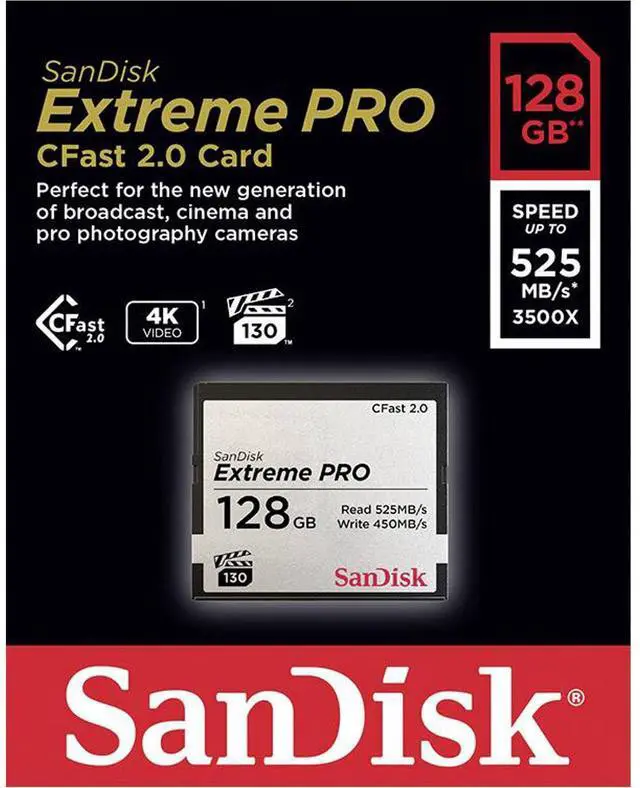 Alt view image 8 of 12 - SanDisk Extreme Pro 128GB CFast 2.0 Flash Card Model SDCFSP-128G-G46D