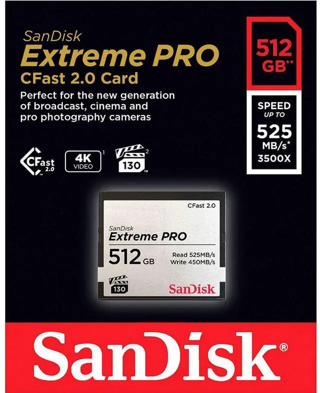 Alt view image 3 of 7 - Card 512GB SanDisk Extreme PRO CFast CompactFlash Speicherkarte 525MB/s