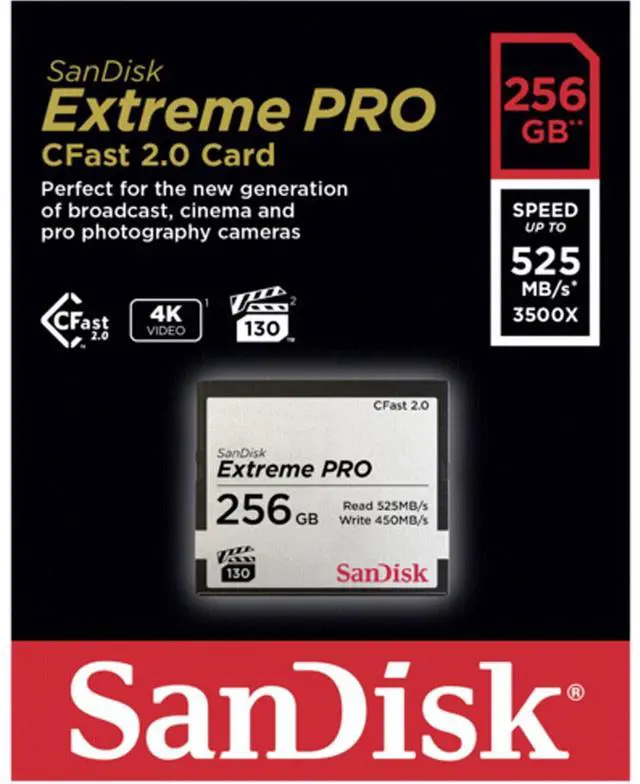 Alt view image 9 of 10 - SanDisk Extreme Pro 256GB CFast 2.0 Memory Card SDCFSP-256G-G46D