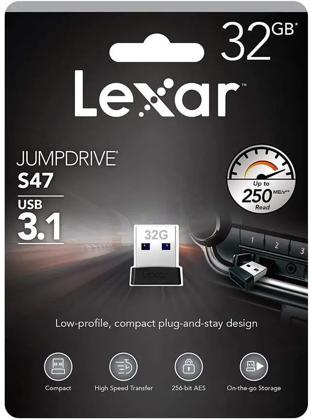 Alt view image 6 of 9 - Lexar LJDS47-32GABBK MAF 32GB USB 3.1 Flash Drive r250MB/s Lexar JumpDrive S47 Low Profile Black/Silver