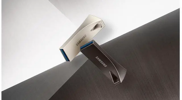 Alt view image 16 of 16 - Samsung MUF-128BE3/EU MAH 128GB USB 3.1 Flash Drive r300MB/s Samsung Bar Plus Champagne Silver Casing