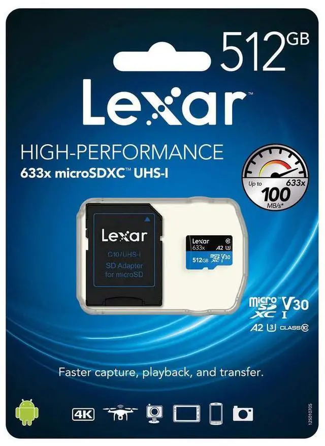 Alt view image 7 of 7 - Lexar High-Performance 633x 512GB microSDXC Flash Card Model LSDMI512BBNL633A