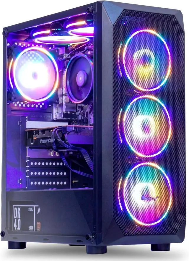 Main image of TitanFusion Gaming PC Desktop Computer, AMD Ryzen 5 5600 3.7GHz, GeForce RTX 4060Ti , 16GB DDR4, NVME 1T SSD, 6RGB Fans, Win 11 Pro Ready, Gamer Desktop Computer