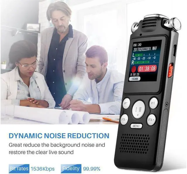 Alt view image 7 of 7 - 16GB digital recorder with variable speed playback, audio recorder, HD noise reduction dual microphone, MP3 player, for lectures, meetings, interviews noise reduction recording