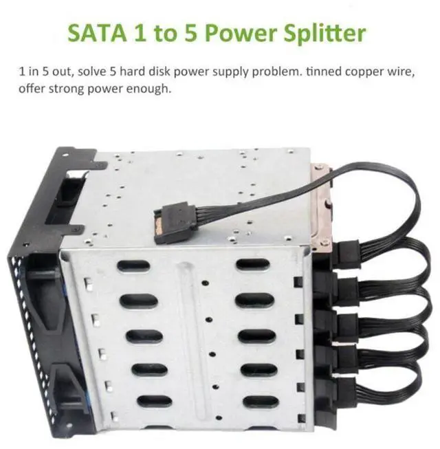 Alt view image 4 of 4 - 15Pin SATA Power Supply Splitter Cable Hard Drive 1 Male to 5 Female Extension Power Cord for DIY PC Sever Power distributor