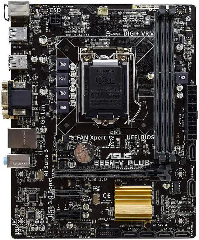 Alt view image 2 of 3 - ASUS B85M-V PLUS B85 Motherboard 1150 Intel Core i7 i5 i3 Processor DDR3 16GB RAM Memory VGA DVI USB3.0 SATA3 PCIE 3.0 Micro ATX