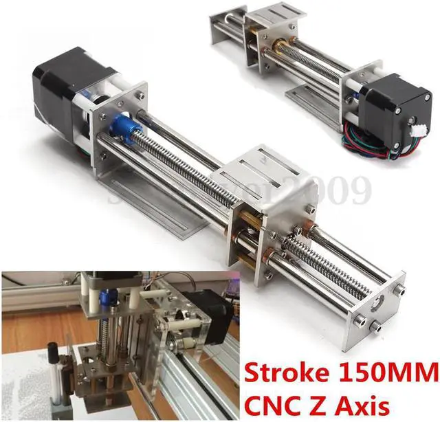 Alt view image 4 of 6 - Funssor 50mm/150mm Slide Stroke CNC Z Axis slide Linear Motion +NEMA17 Stepper Motor For Reprap Engraving Machine