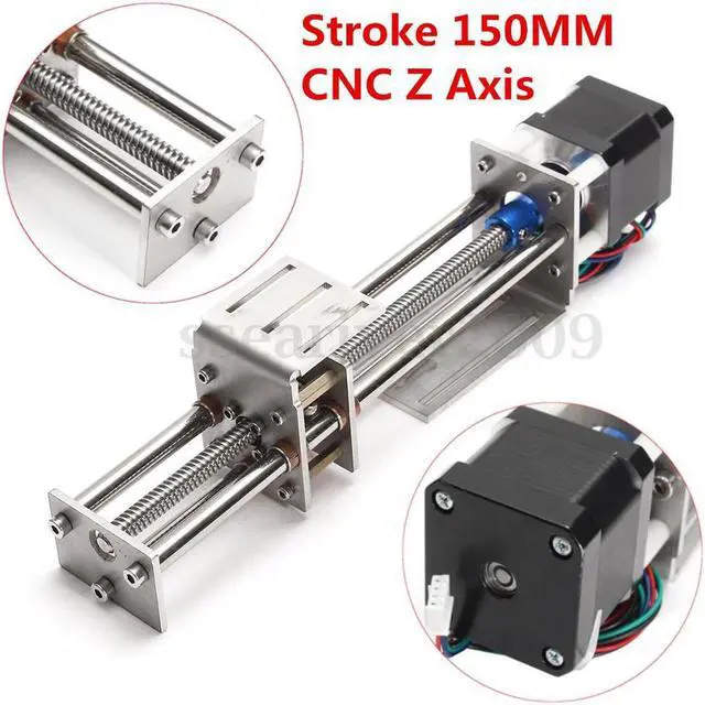 Alt view image 5 of 6 - Funssor 50mm/150mm Slide Stroke CNC Z Axis slide Linear Motion +NEMA17 Stepper Motor For Reprap Engraving Machine